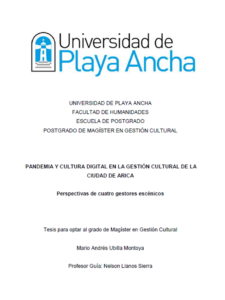 Pandemia y cultura digital en la gestión cultural de la ciudad de Arica